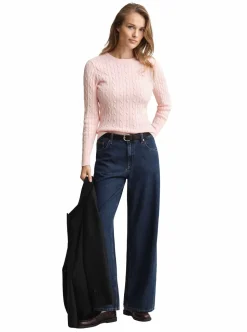 STRETCH COTTON CABLE C-NECK DAM