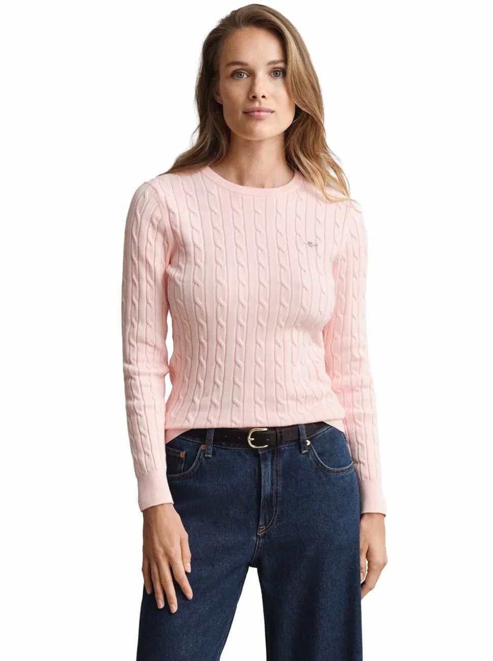 STRETCH COTTON CABLE C-NECK DAM