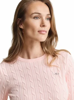 STRETCH COTTON CABLE C-NECK DAM