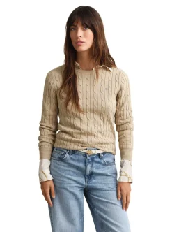 STRETCH COTTON CABLE C-NECK DAM