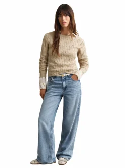 STRETCH COTTON CABLE C-NECK DAM