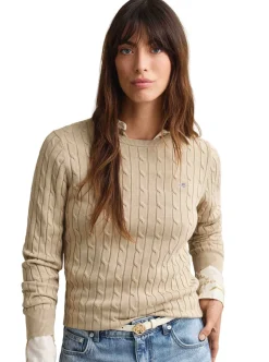 STRETCH COTTON CABLE C-NECK DAM