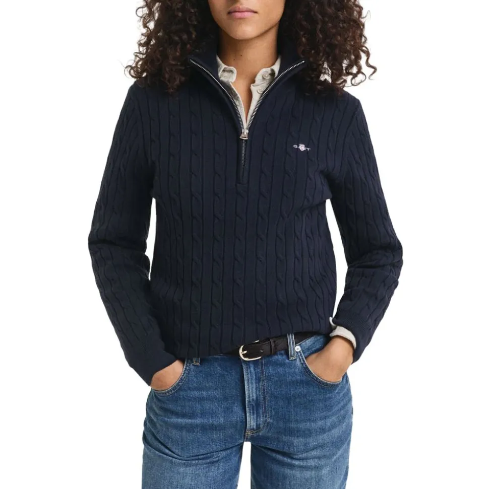 Stretch Cotton Cable Half-Zip Dam
