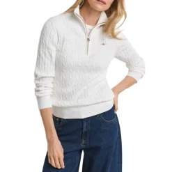 Stretch Cotton Cable Half-Zip Dam
