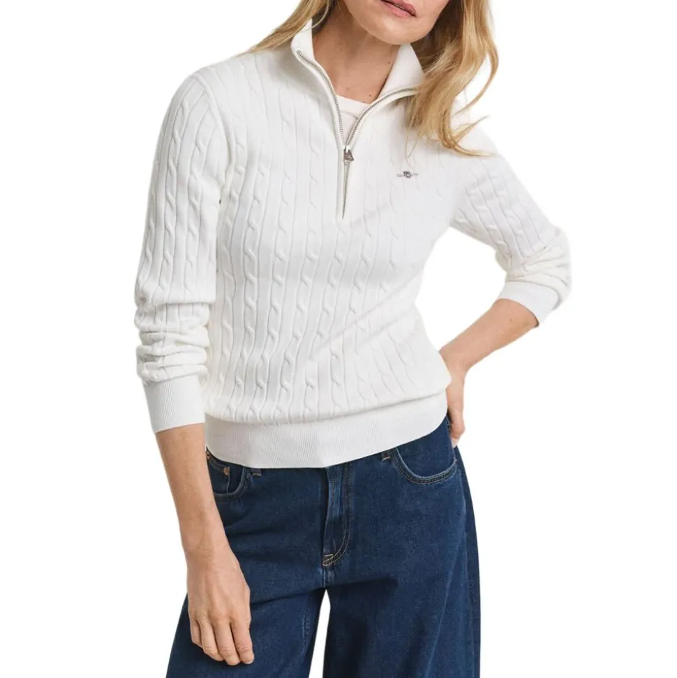 Stretch Cotton Cable Half-Zip Dam