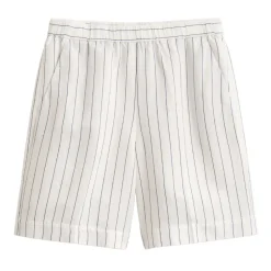 STRIPED LINEN BLEND PULL ON SHORTS DAM