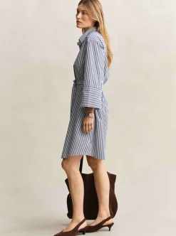 STRIPE POPLIN BELTED SHIRT DRESS DAM