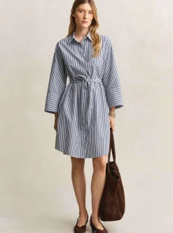 STRIPE POPLIN BELTED SHIRT DRESS DAM