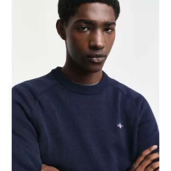 Textured Cotton Crew Neck Herr