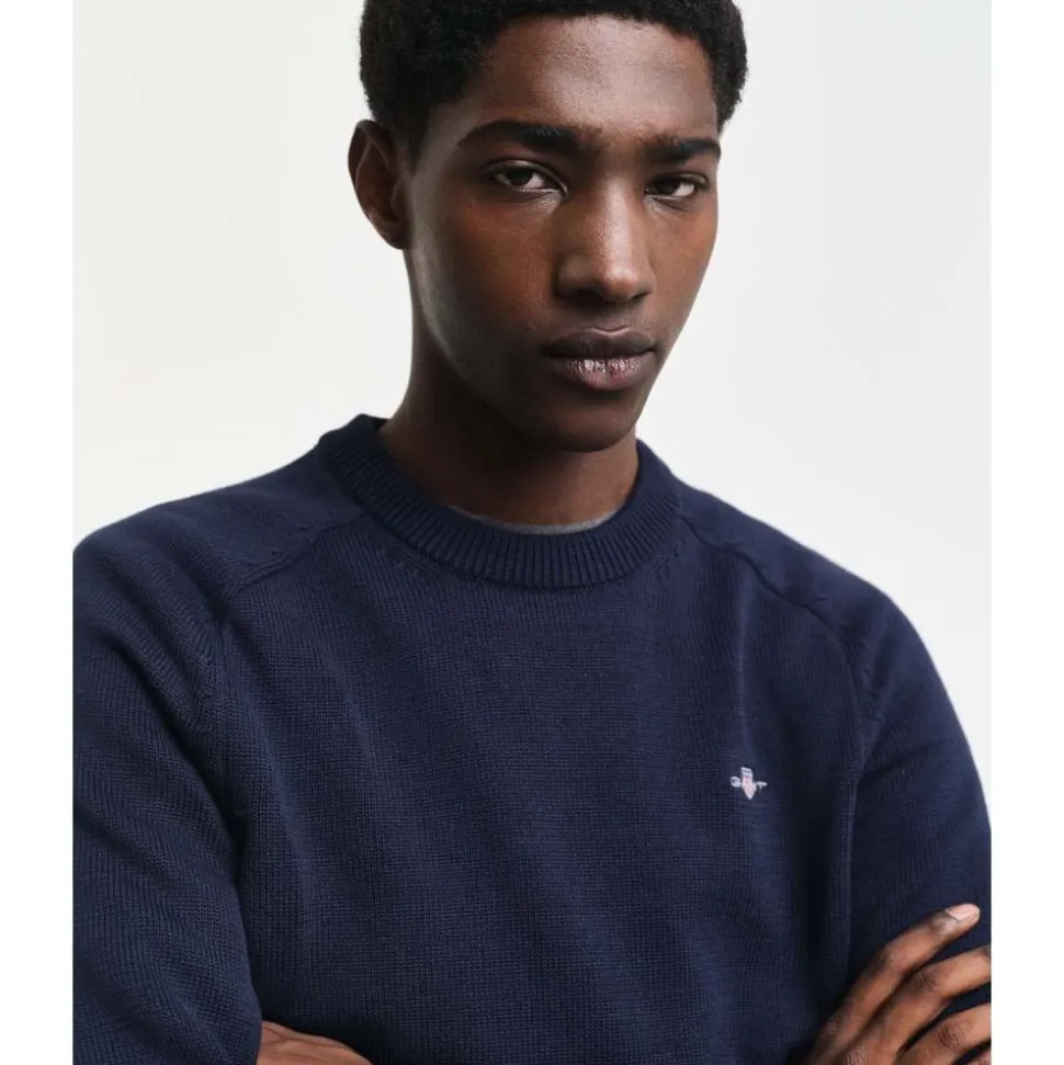Textured Cotton Crew Neck Herr