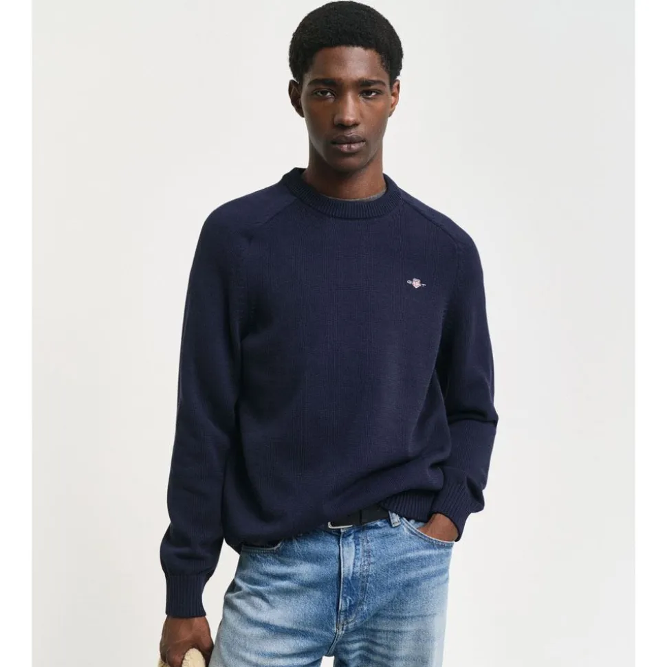 Textured Cotton Crew Neck Herr