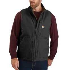 Washed Duck Lined Mock Neck Vest Herr